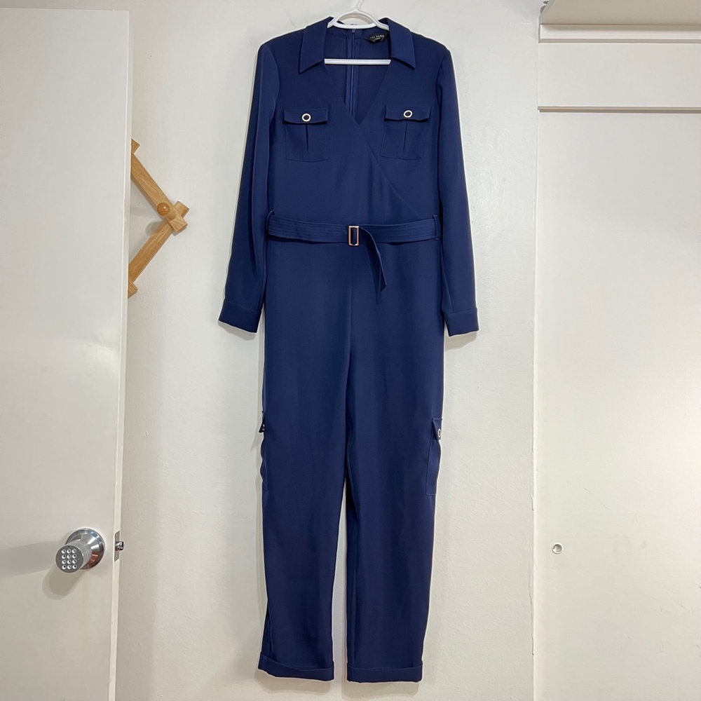 NEW Ted Baker Flan Belted Long Sleeve Utility Jumpsuit, Size 8 - Picture 3 of 9